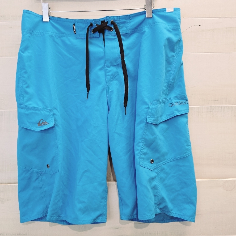 {34"} Quiksilver Men's Blue Swim Board Shorts 11" Inseam
